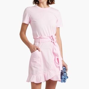 10 Crosby Derek Lam Belted Wrap-effect Light Pink Cotton Jersey Dress